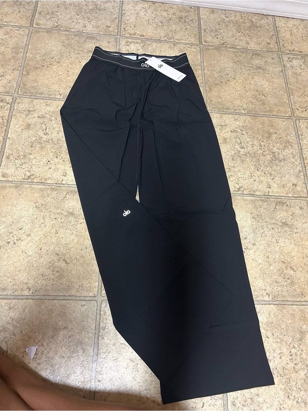 ALO Yoga Black Relaxed Fit Wide-Leg Trousers